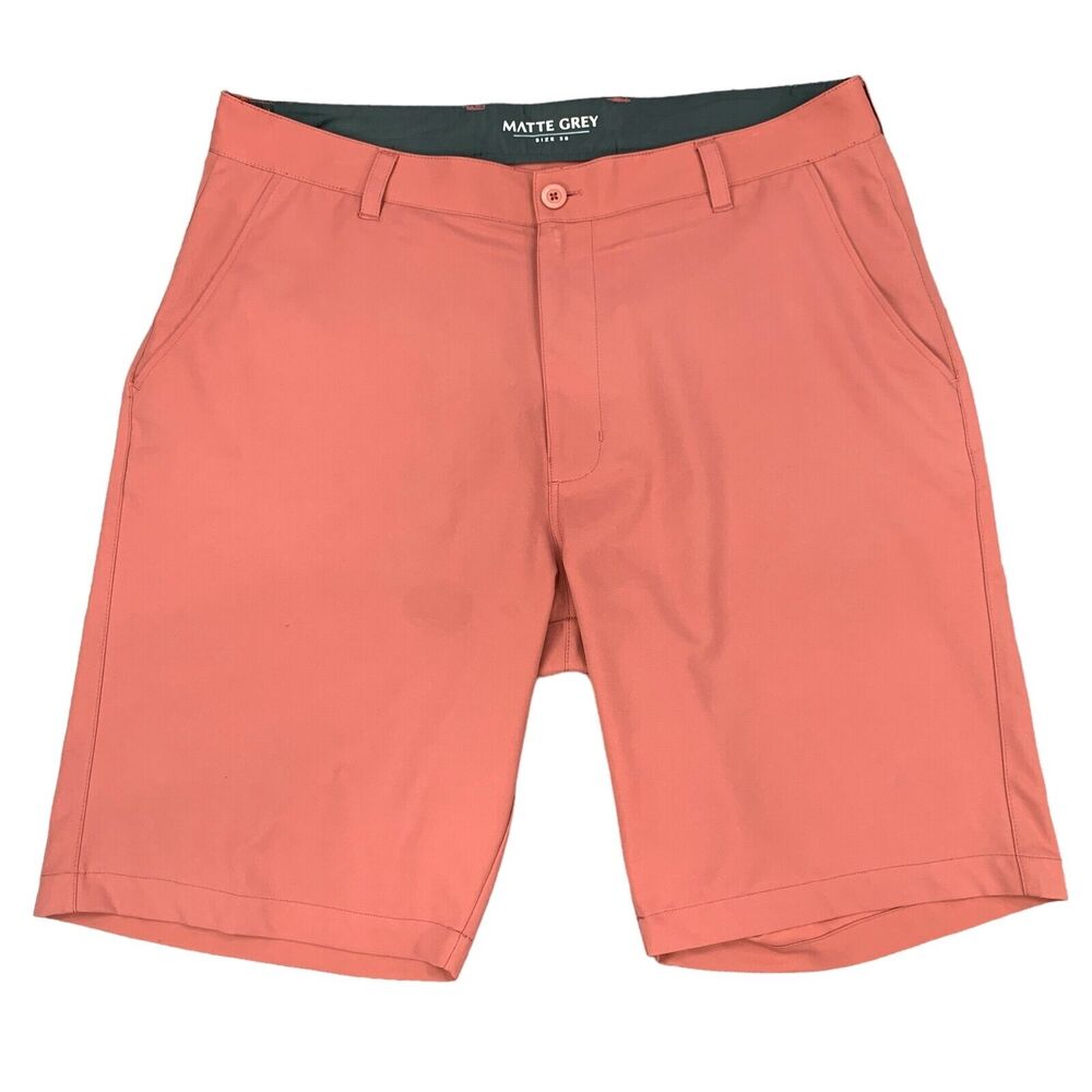 Matte Grey Shorts Mens 38 Dusty Rose Performance Golf Activewear Chino